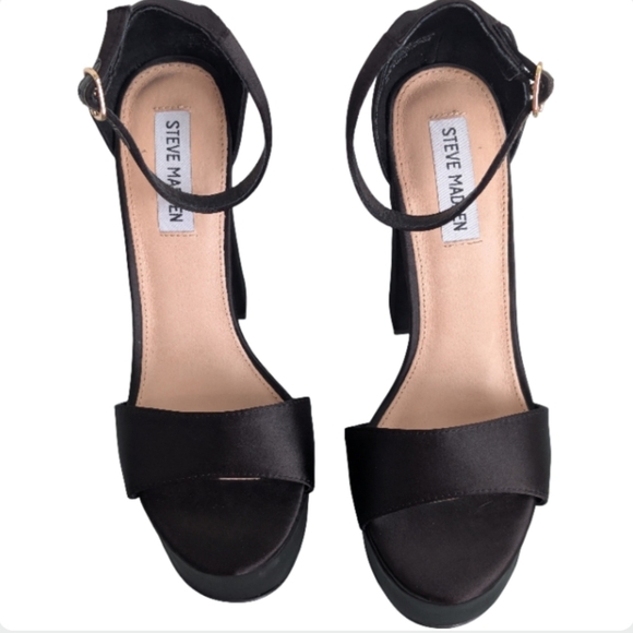 Steve Madden Platform Sandals Black Satin Size 9  Revolve - Picture 11 of 15